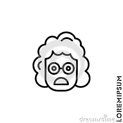 Frowning with open mouth girl, woman emoji outline vector icon. Thin line black frowning with open mouth emoji icon, vector simple Vector Illustration