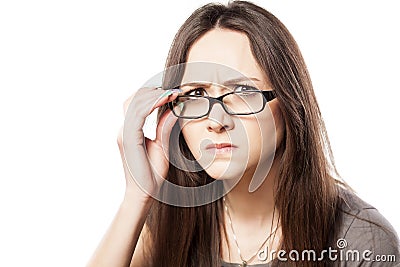 Frowning woman Stock Photo
