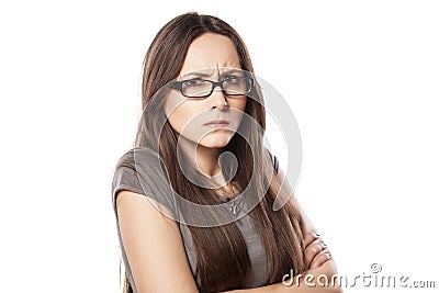 Frowning woman Stock Photo