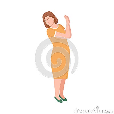 Frowning Woman Quarrelling and Arguing with Someone Shouting Vector Illustration Vector Illustration