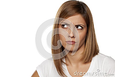 Frowning woman Stock Photo