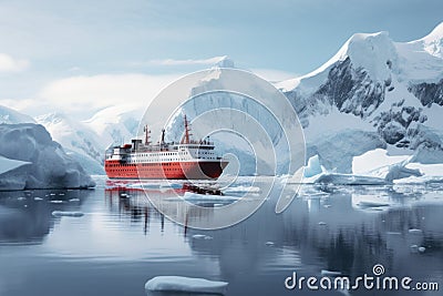 Frozen Antarctica cruise. Generate Ai Stock Photo
