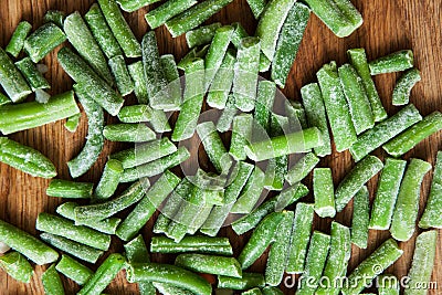 Frozen asparagus closeup on cutting board Stock Photo