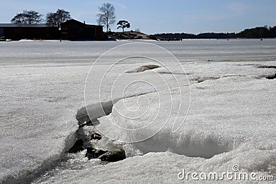 Frozen Baltic Sea: Cracking Ice Stock Photo