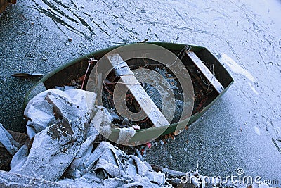 Frozen boat Stock Photo