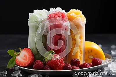 Frozen Brazilian fruit dessert beautifully presented in a captivating front view Stock Photo