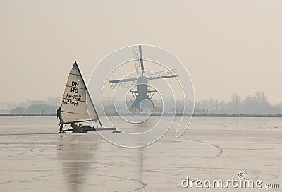 Frozen Canals in Holland. Dutch Winter Landscape Editorial Stock Photo