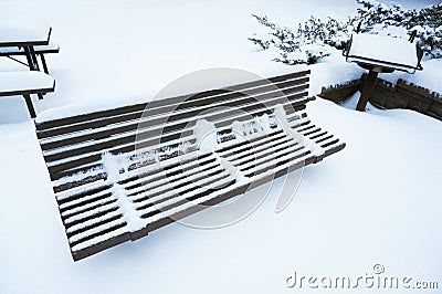 Frozen Chair and Grill Stock Photo