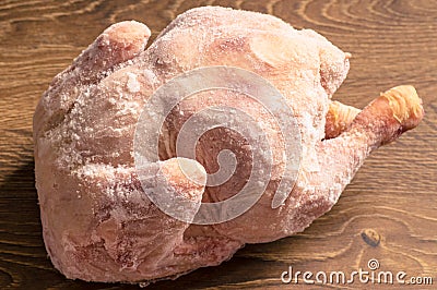 Frozen chicken in the frost Stock Photo