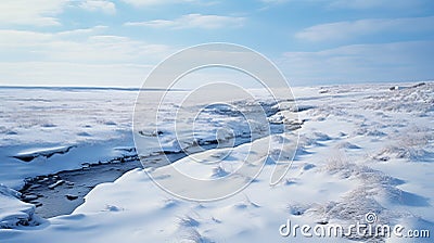 Frozen Desert A Stunning British Landscape With A River Running Through Stock Photo