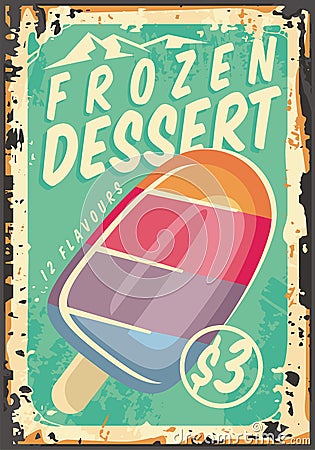 Frozen dessert promotional advertising sign Vector Illustration