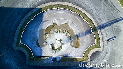 Frozen fountain, Villa Reale garden, Monza, Italy. Stock Photo