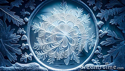 frozen frost patterns on glass. Generative AI Stock Photo