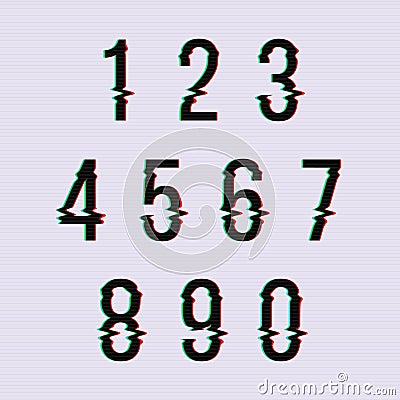 Frozen glitch screen distortion vector numbers Vector Illustration