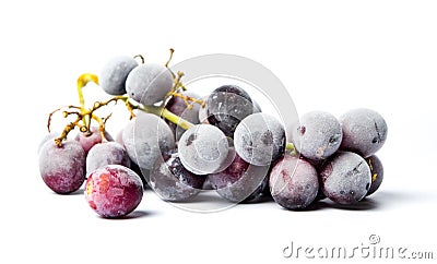 Frozen grapes cluster on white background Stock Photo