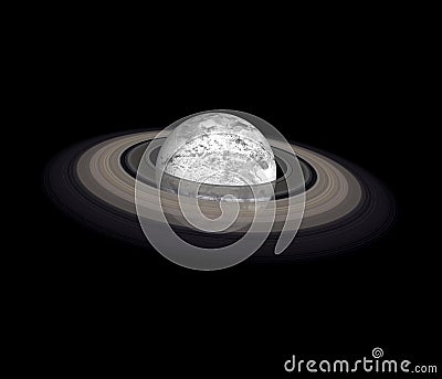 Frozen in Ice Earth planet with saturn ring Stock Photo