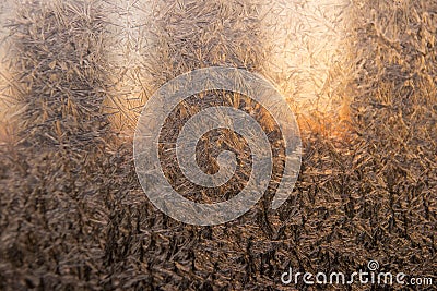 Frozen ice on the window. Stock Photo