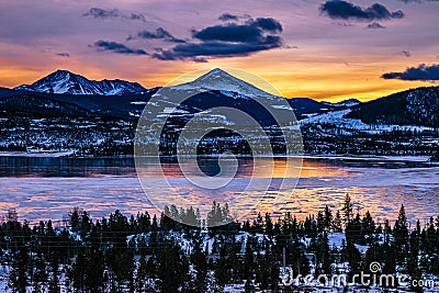 Frozen Lake Breckenridge, Colorado Stock Photo