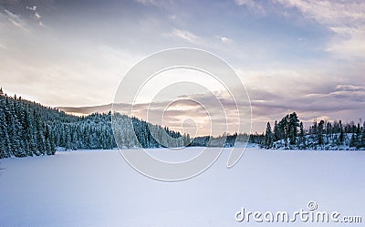 Frozen Lake landscape Stock Photo