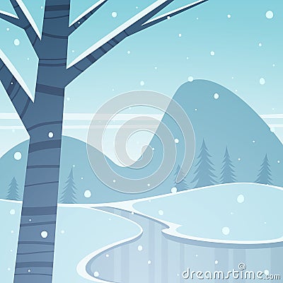 Frozen Lake Vector Illustration