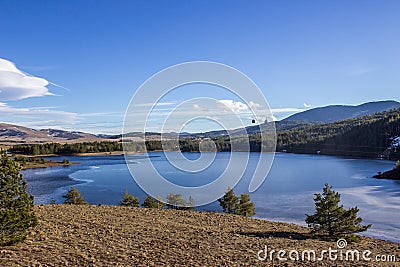 Ice on a frozen lake, Zlatibor, RibniÄko jezero, Serbia Stock Photo