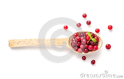 Frozen Lingonberry, Iced Cowberry, Snow Cranberry, Red Viburnum Berries, Frozen Lingonberry Stock Photo