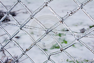 Frozen metal fence texture Stock Photo