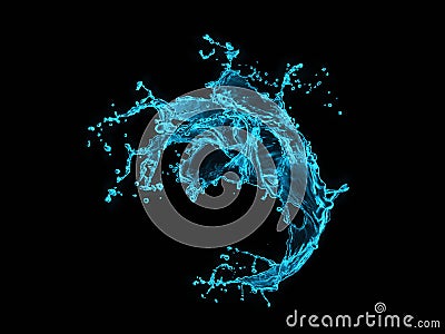 Abstract blue frozen water splash background Stock Photo