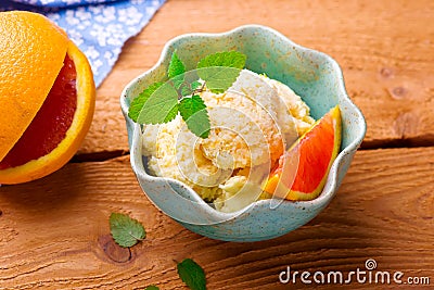 Frozen orange yogurt Stock Photo