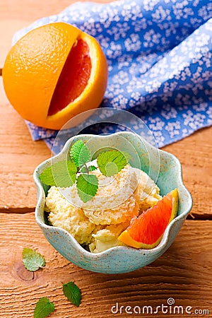 Frozen orange yogurt Stock Photo