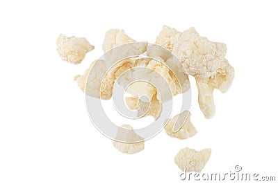 Frozen Organic Cauliflower On White Background Stock Photo