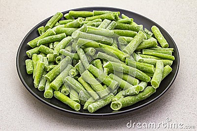Frozen organic green beans Stock Photo