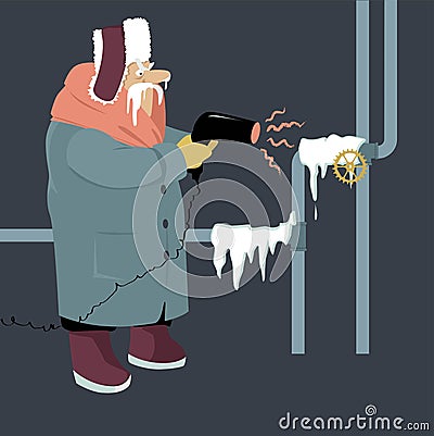 Frozen pipes in the house Vector Illustration