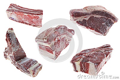 Frozen pork on white Stock Photo