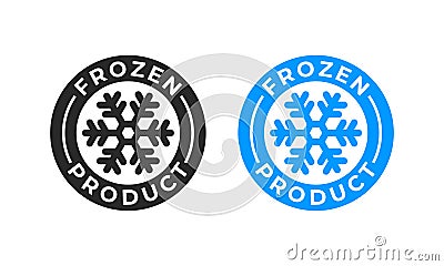 Frozen product vector food package label. Fresh frozen product, snowflake icon Vector Illustration