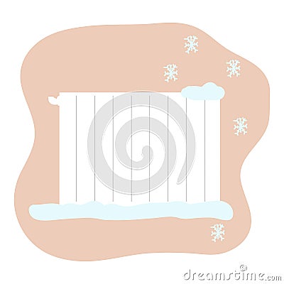 Frozen radiator. The concept of the energy crisis in Europe. Anti-Russian sanctions on the eve of winter Vector Illustration