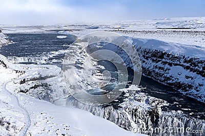 A Frozen Rainbow Rising Over The Falls Stock Photo