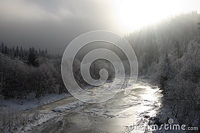 The frozen river. Stock Photo