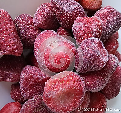 Frozen strawberries. Natural vitamin C Stock Photo