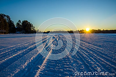 Frozen sunset Stock Photo