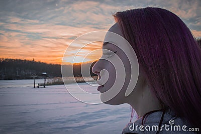 Frozen Sunset Stock Photo