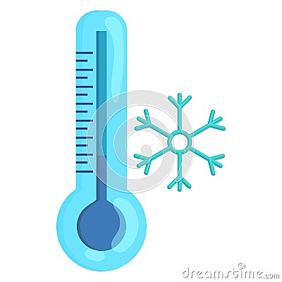 Frozen thermometer and snowflake icon Vector Illustration