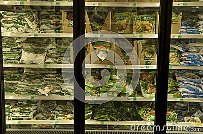 Frozen vegetables grocery store Editorial Stock Photo