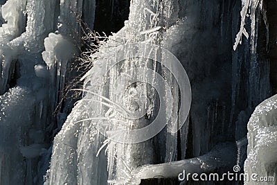 frozen waterfal with beautiful icycles Stock Photo