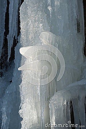 frozen waterfal with beautiful icycles Stock Photo