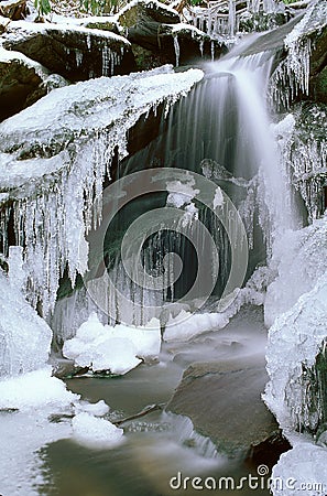 Frozen Waterfall Stock Photo