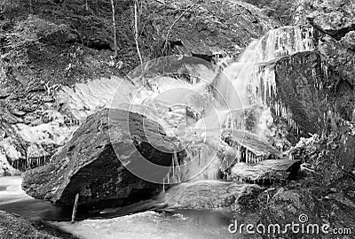 Frozen waterfall - shot with analogue film Stock Photo