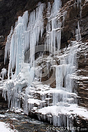 Frozen waterfall Stock Photo