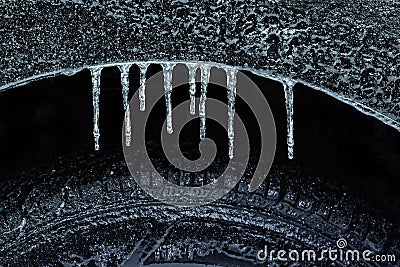 Frozen Wheel Well and Tire Stock Photo