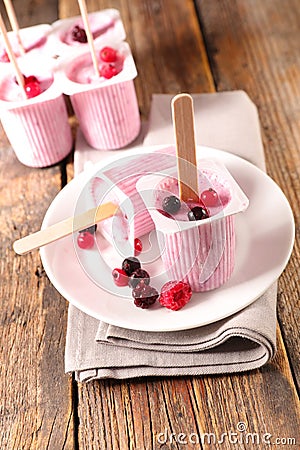 Frozen yogurt with berry Stock Photo